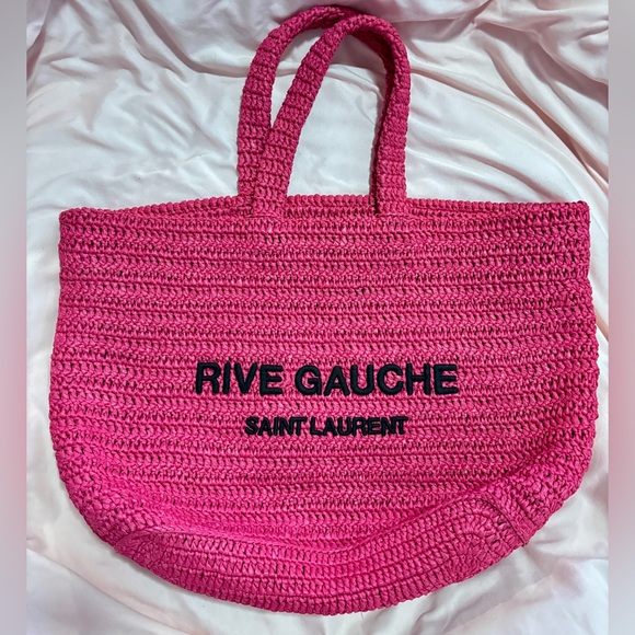 Saint Laurent Handbags - Saint Laurent • YSL • RIVE GAUCHE TOTE • Pink & Black • Wicker Handbag • Luxury